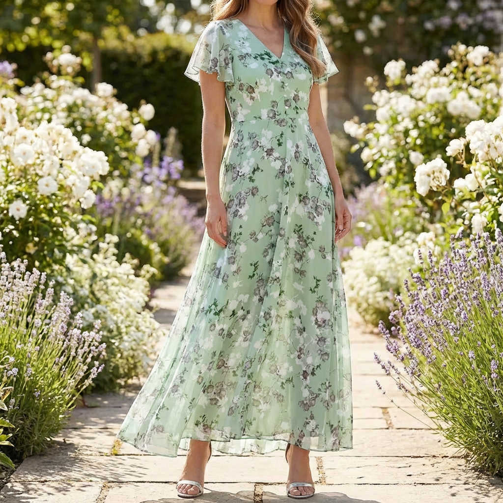 Vestido Maxi Floral Vintage para Mujeres