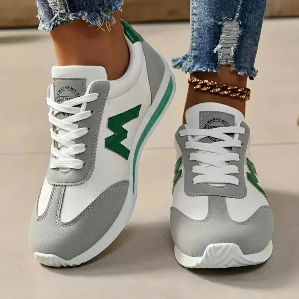 Zapatilla Retro Con Cordones Para Mujeres