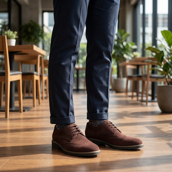Zapato Oxford con Cordones Detalle Brogue para Hombres