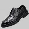 Zapatos Oxford Cerrados con Cordones de Grano de Mano para Hombres