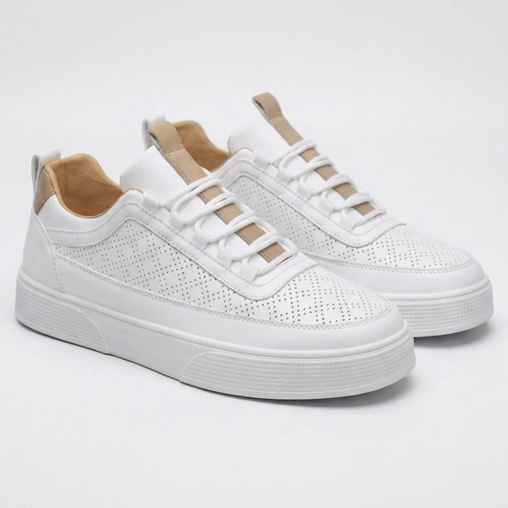 Zapatilla de Cuero con Cordones Baja para Hombres
