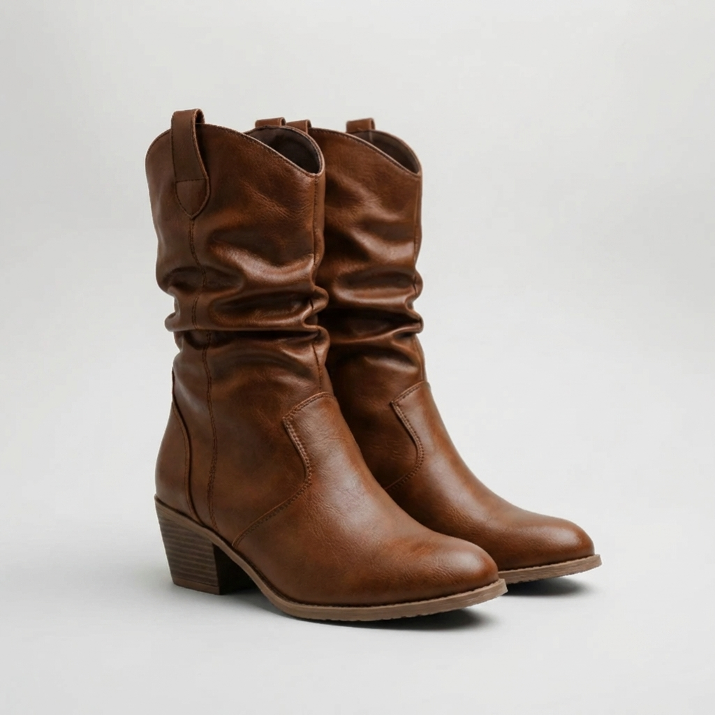 Bota Sin Cordones Western Punta Afilada para Mujeres