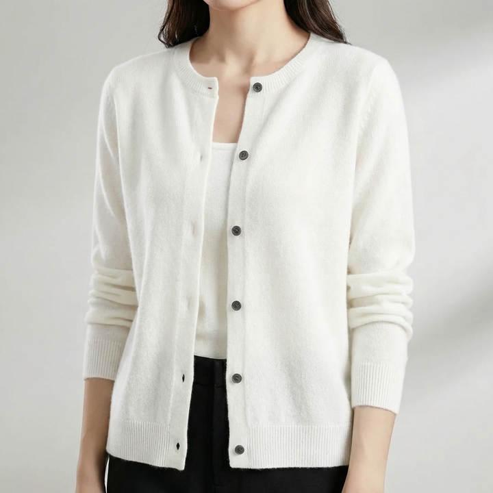Cardigan O-Cuello Redondo con Botones para Mujeres