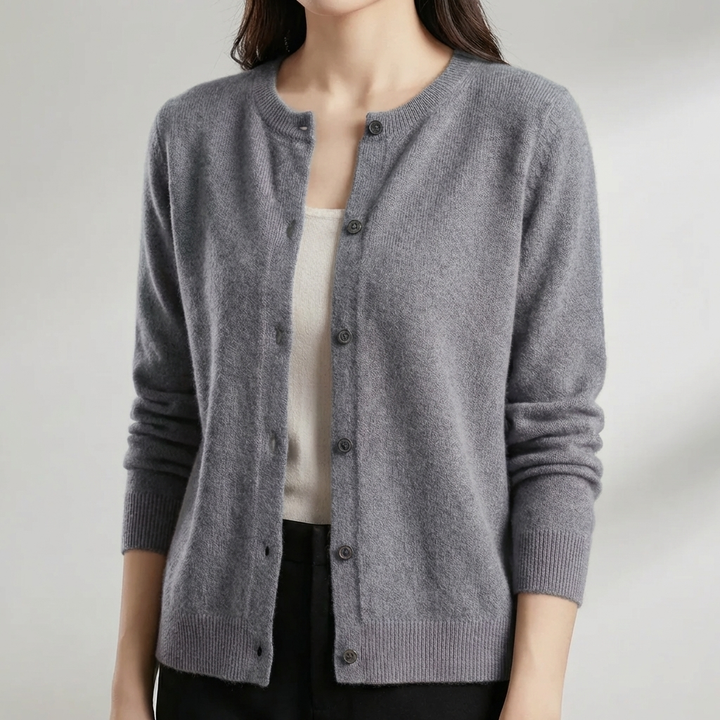 Cardigan O-Cuello Redondo con Botones para Mujeres