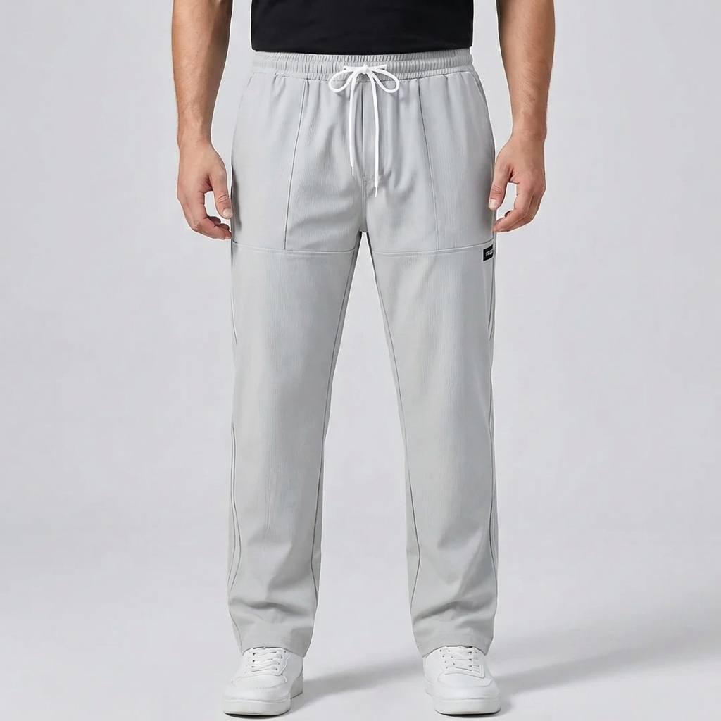 Pantalón de Pierna Recta con Cintura Elástica para Hombres