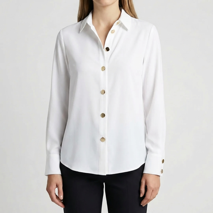 Camisa con Botones Delante con Almohadilla para Mujeres