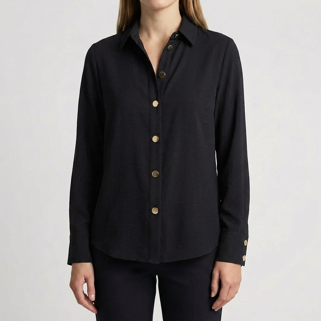 Camisa con Botones Delante con Almohadilla para Mujeres