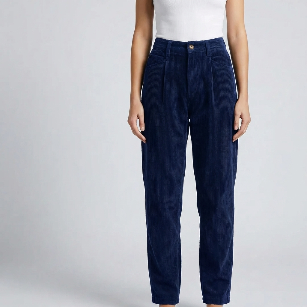 Pantalones de Terciopelo de Pata Recta de Alta Cintura