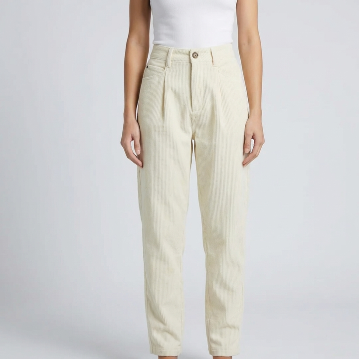 Pantalones de Terciopelo de Pata Recta de Alta Cintura