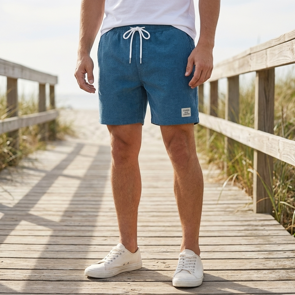 Pantalones Cortos de Corduroy Casuales para Hombres