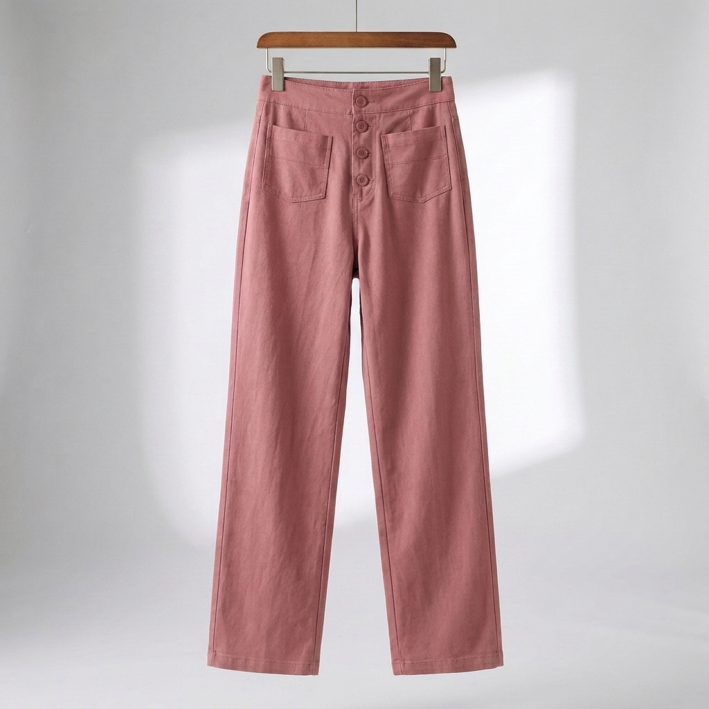 Pantalones de Pierna Recta de Cintura Alta para Mujeres