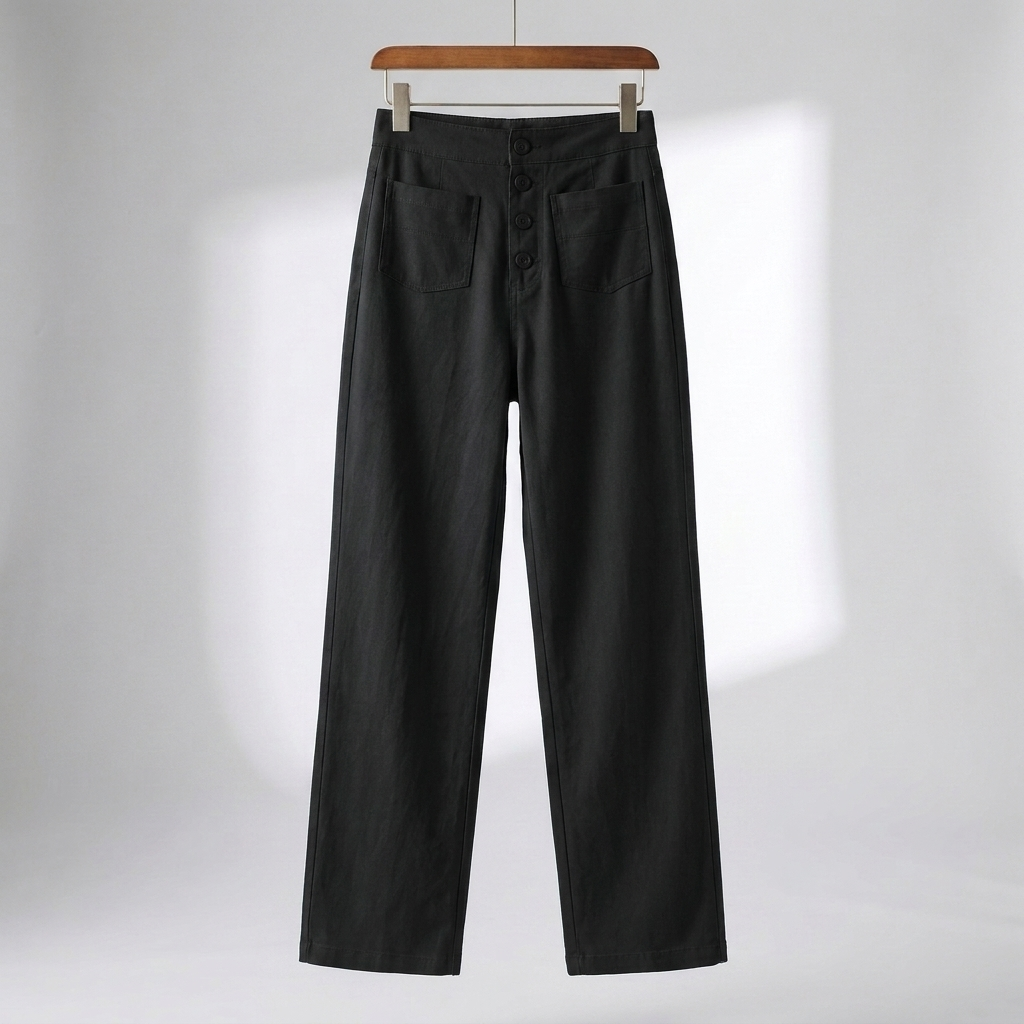 Pantalones de Pierna Recta de Cintura Alta para Mujeres