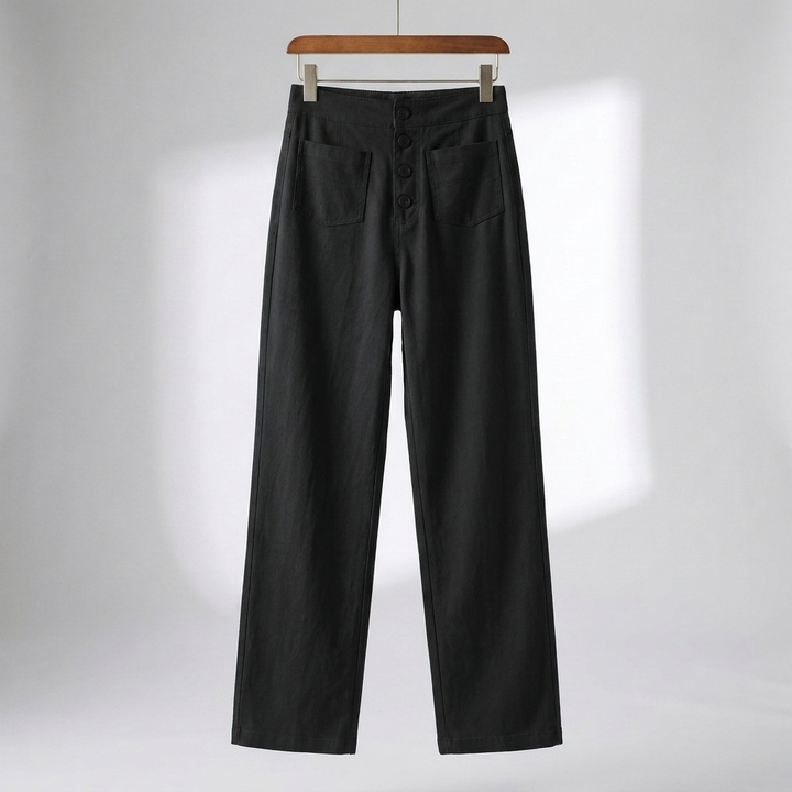 Pantalones de Pierna Recta de Cintura Alta para Mujeres