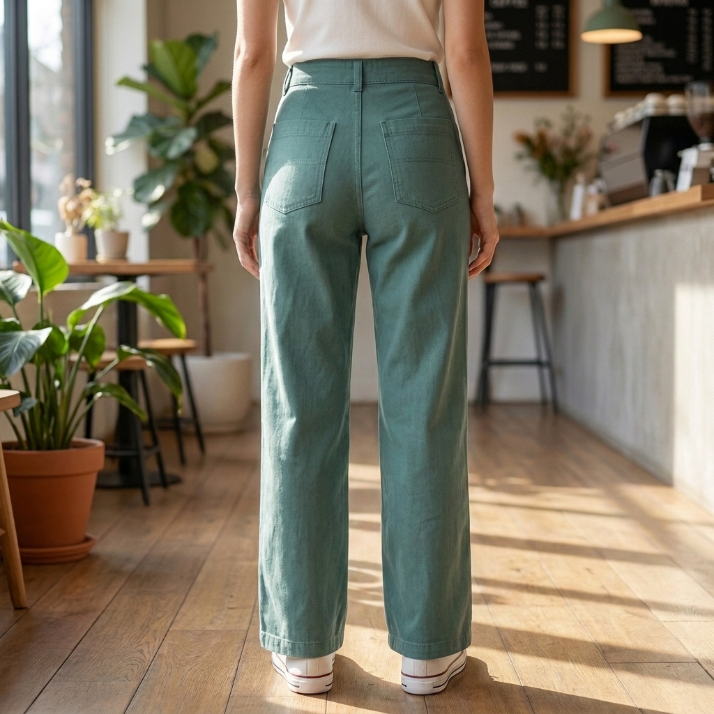 Pantalones de Pierna Recta de Cintura Alta para Mujeres