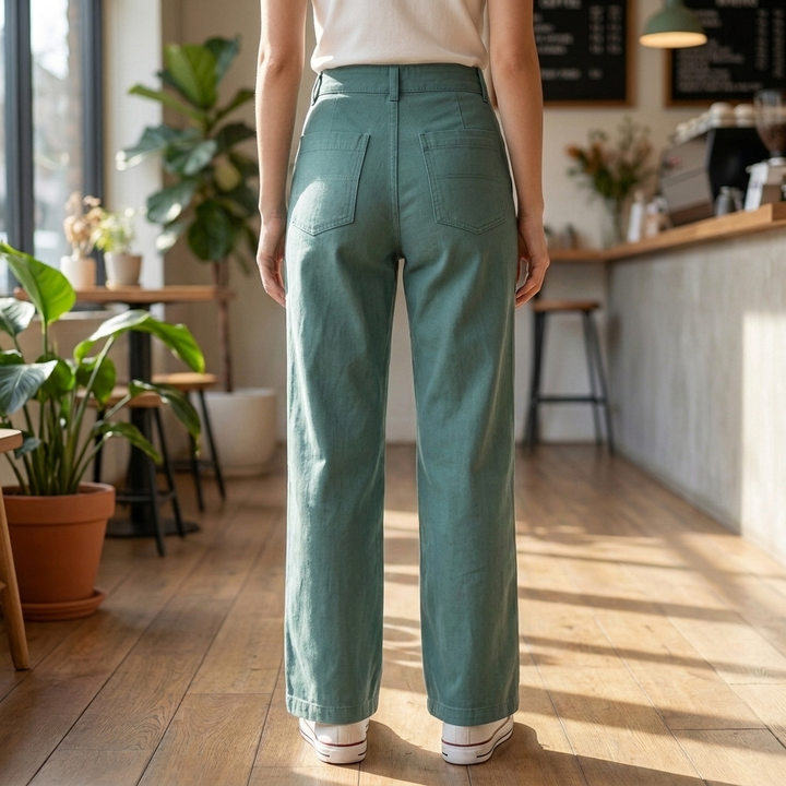Pantalones de Pierna Recta de Cintura Alta para Mujeres