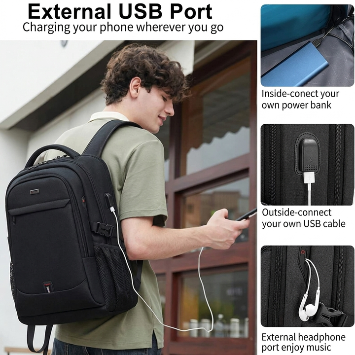 Mochila impermeable para portátil y viajes con compartimentos organizados