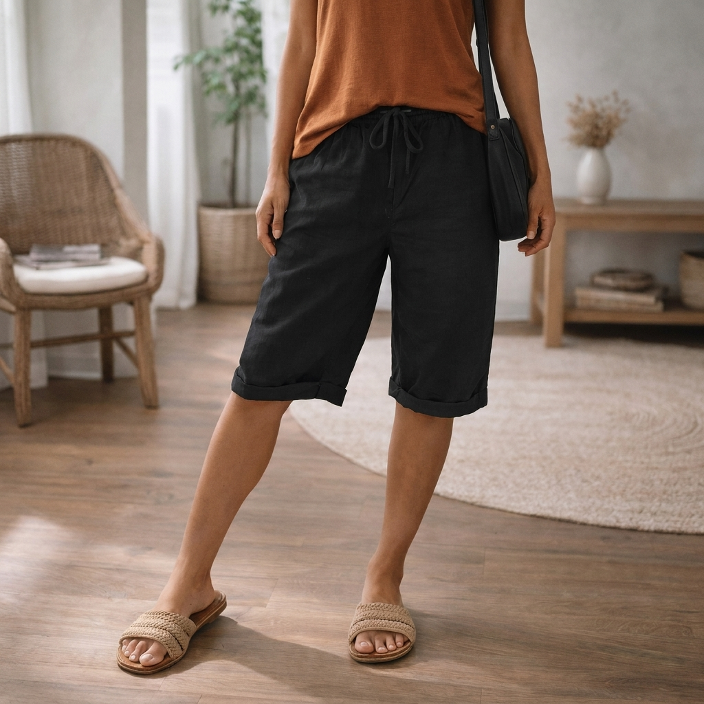 Pantalones Cortos Mujeres Ajustables con Cuerda