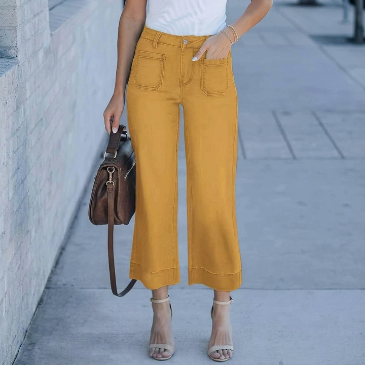 Jeans Anchos de Cintura Alta Casual Chic