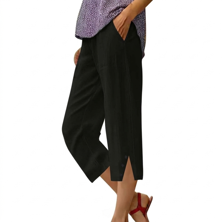 Pantalones Casuales Sueltos de Cintura Alta para Mujer con Bolsillos