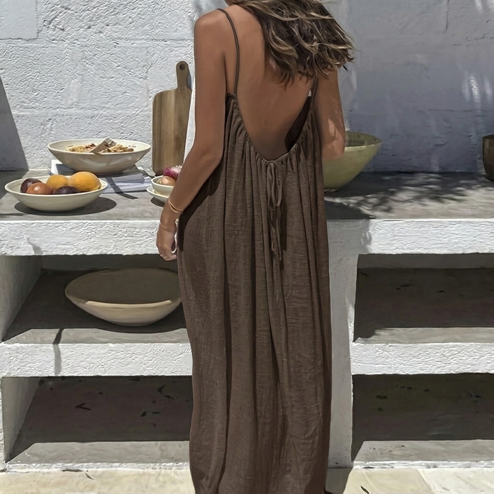 Vestido Largo Suelto Sin Espalda para Mujeres