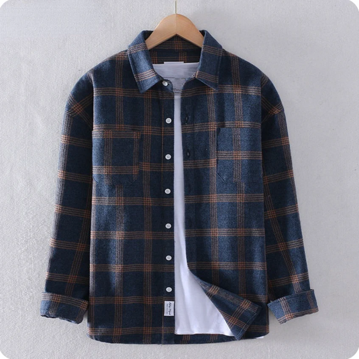 Estilo Clásico para Otoño e Invierno Camisa de Cuadros para Hombres