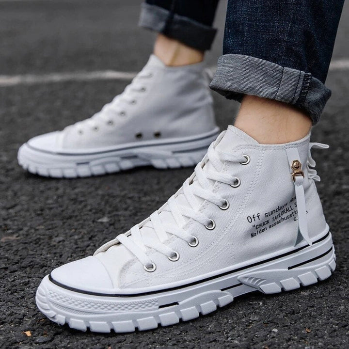 Zapatillas Altas de Lona Chunky para Hombres - Ropa Casual Streetwear