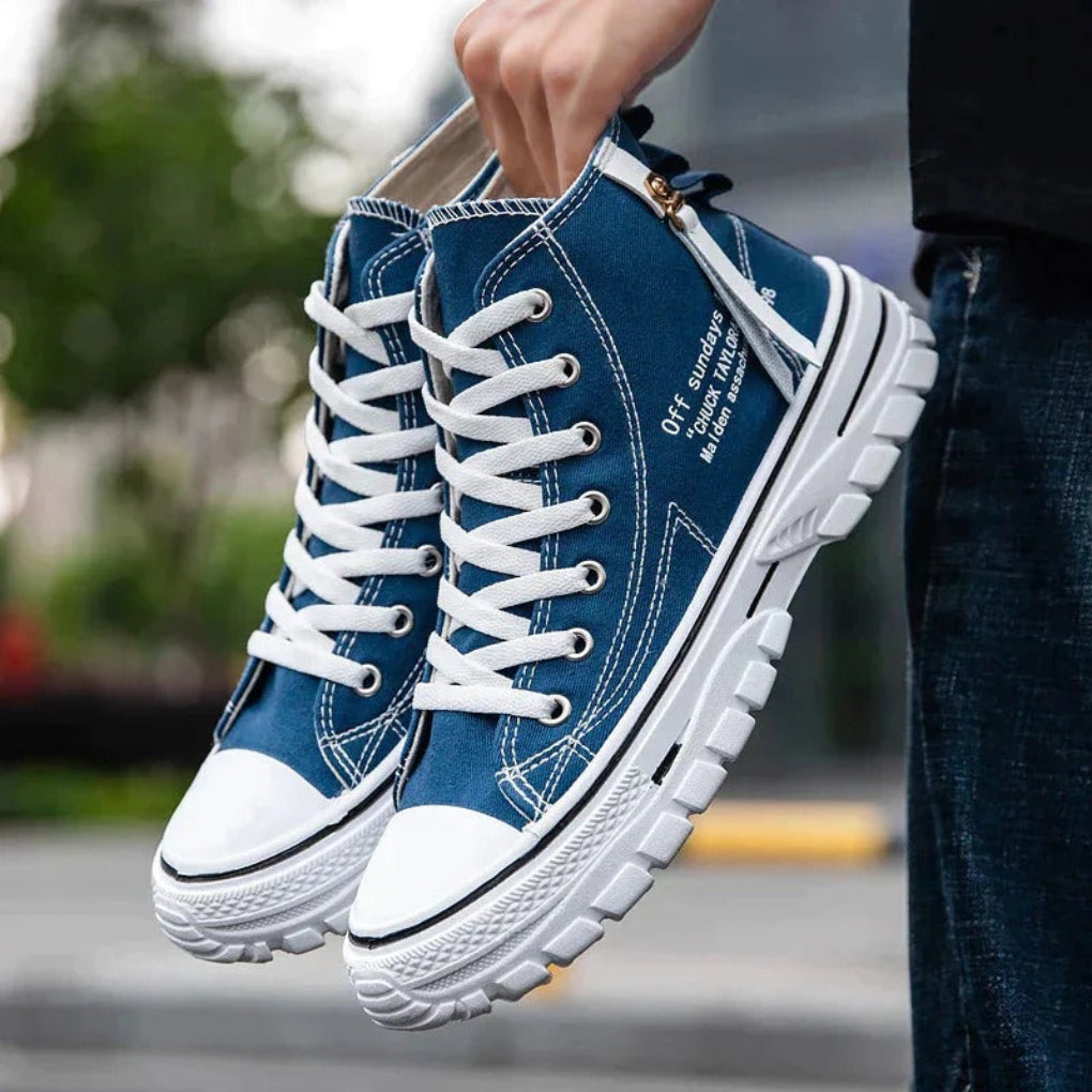 Zapatillas Altas de Lona Chunky para Hombres - Ropa Casual Streetwear