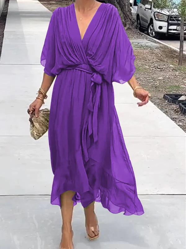 Elegante vestido con cuello en V