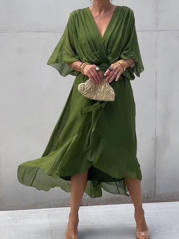 Elegante vestido con cuello en V