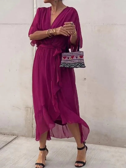 Elegante vestido con cuello en V