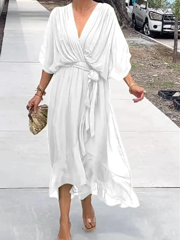 Elegante vestido con cuello en V