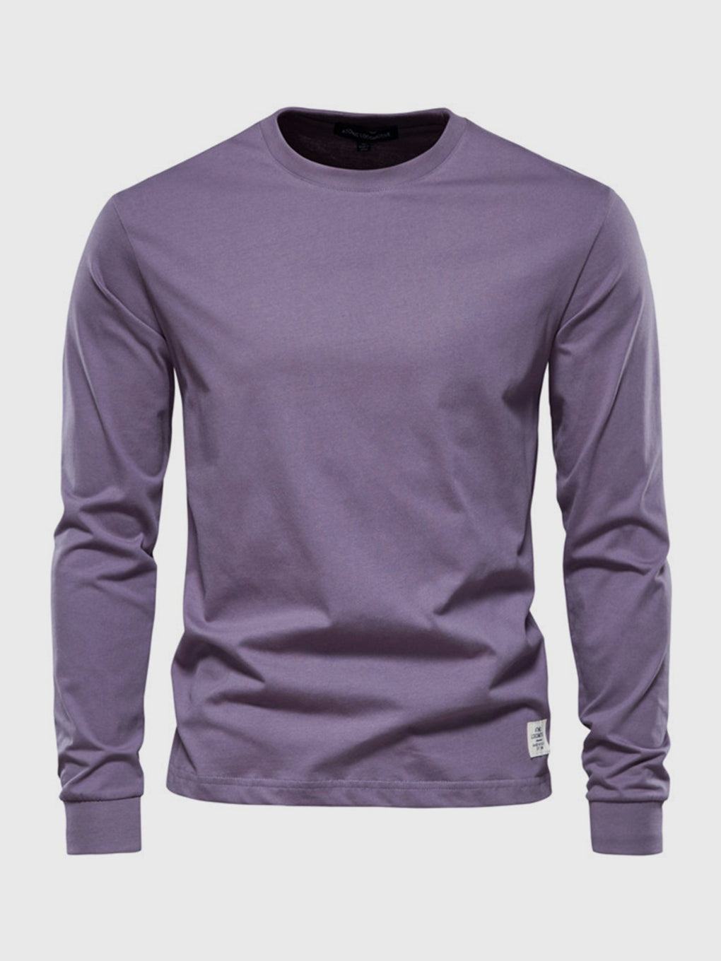 Camisa de algodón de manga larga para hombres con cuello redondo