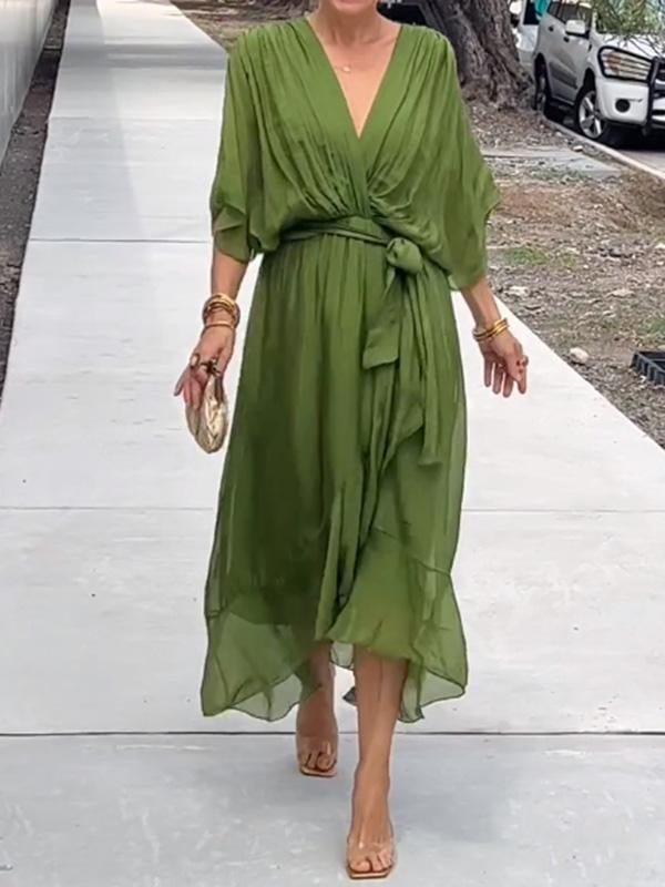 Elegante vestido con cuello en V