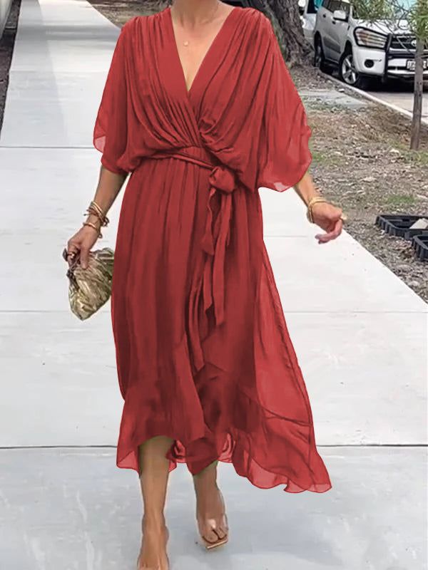 Elegante vestido con cuello en V