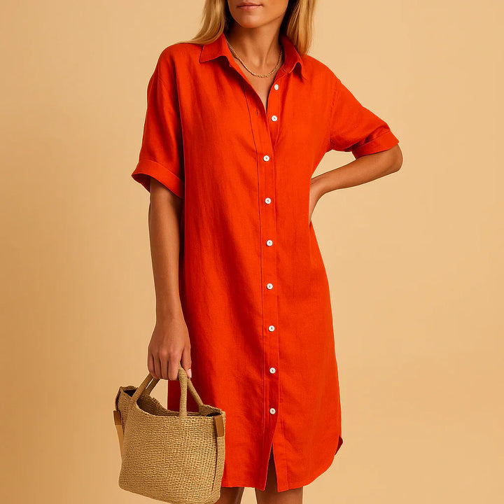 Vestido camisero de corte holgado con botones