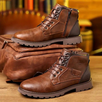 Botas de vestir de piel con cremallera para hombre
