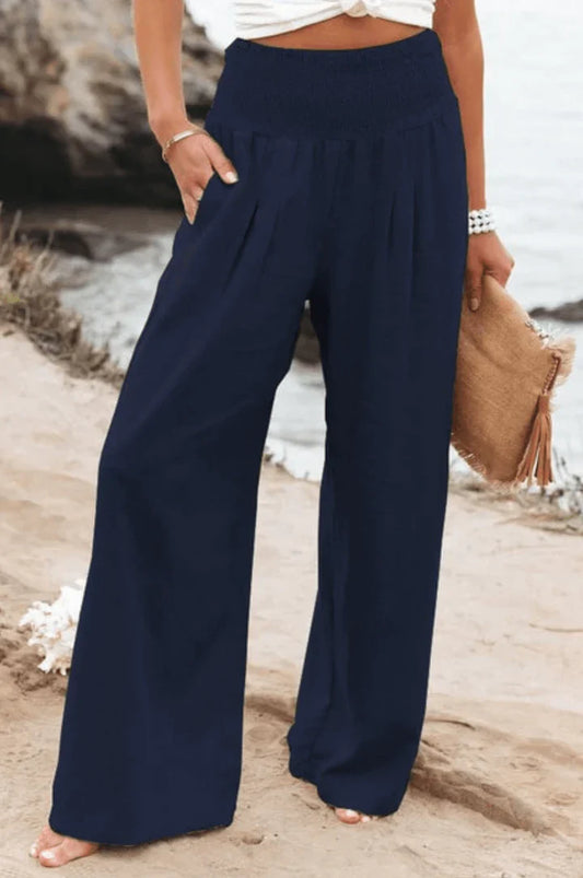 Elegantes pantalones palazzo elásticos para mujer