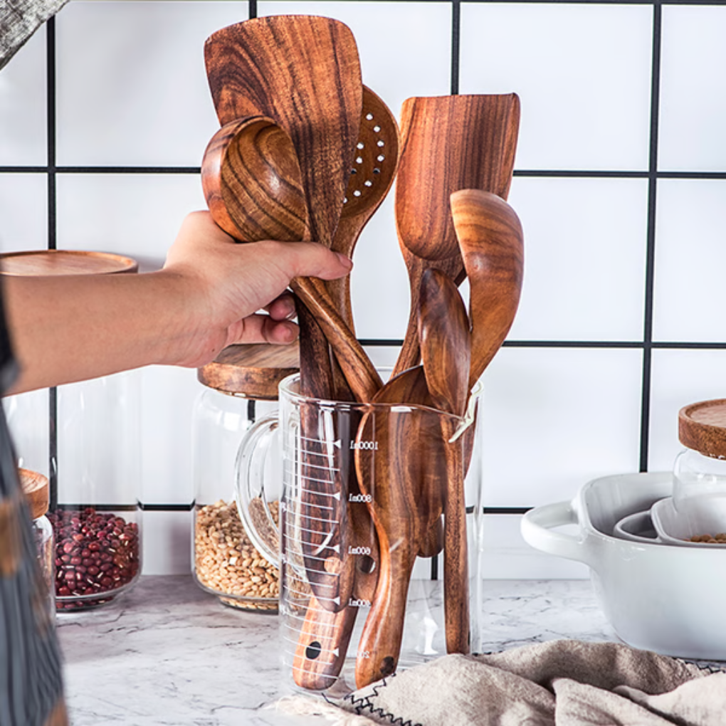 Utensilios de Cocina de Madera Teca Natural Premium