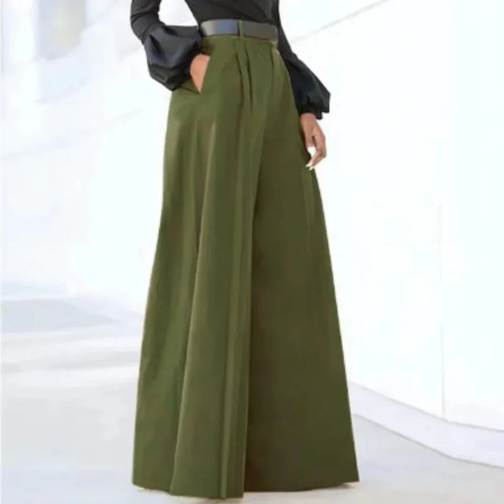Pantalones de Pierna Ancha para Mujeres – Elegancia de Color Sólido para Cada Ocasión