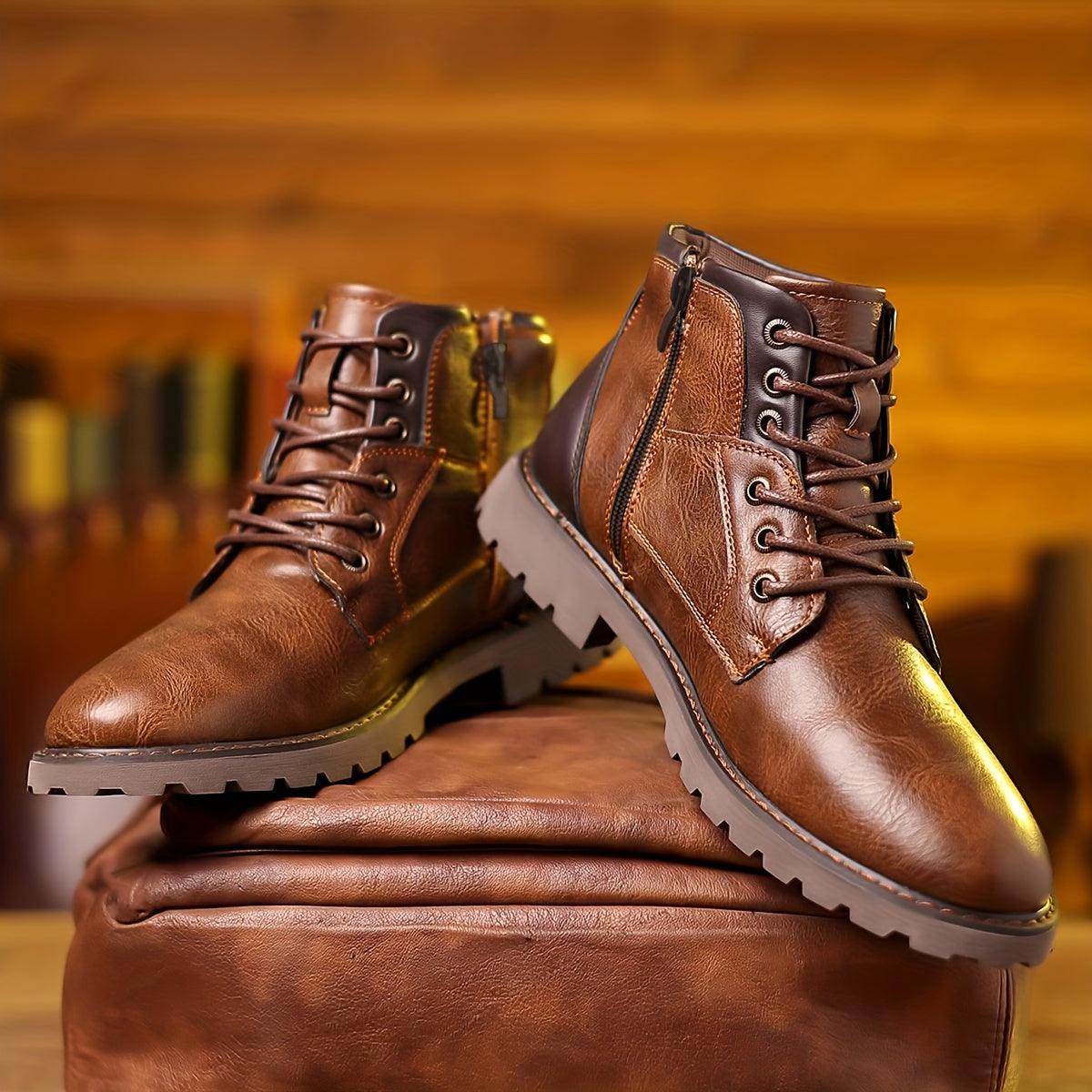Botas de vestir de piel con cremallera para hombre