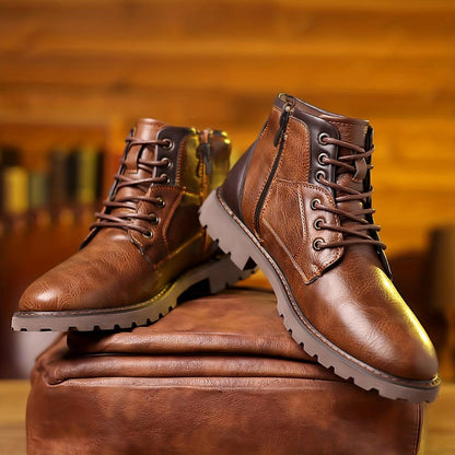 Botas de vestir de piel con cremallera para hombre