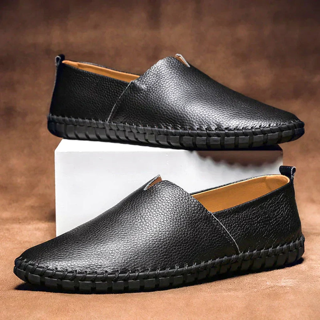Mocasines Elegantes Mate de Cuero Genuino Sin Talón