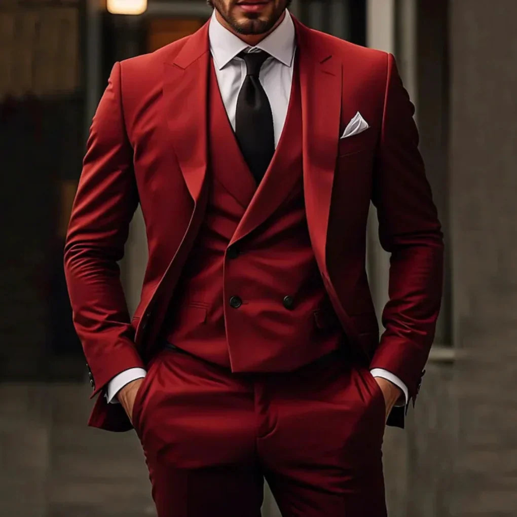 Conjunto de traje de tres piezas para hombres