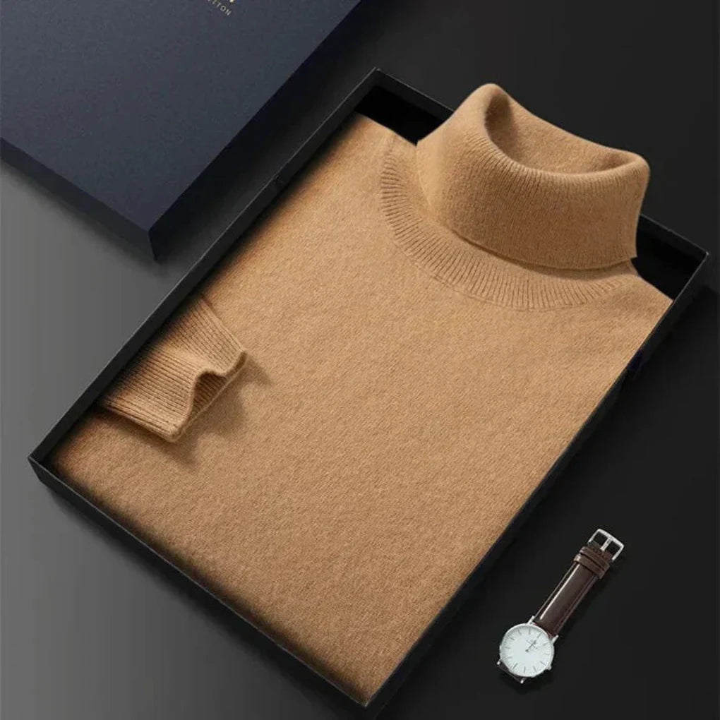 Suéter de cuello alto de punto para hombre: una capa invernal refinada