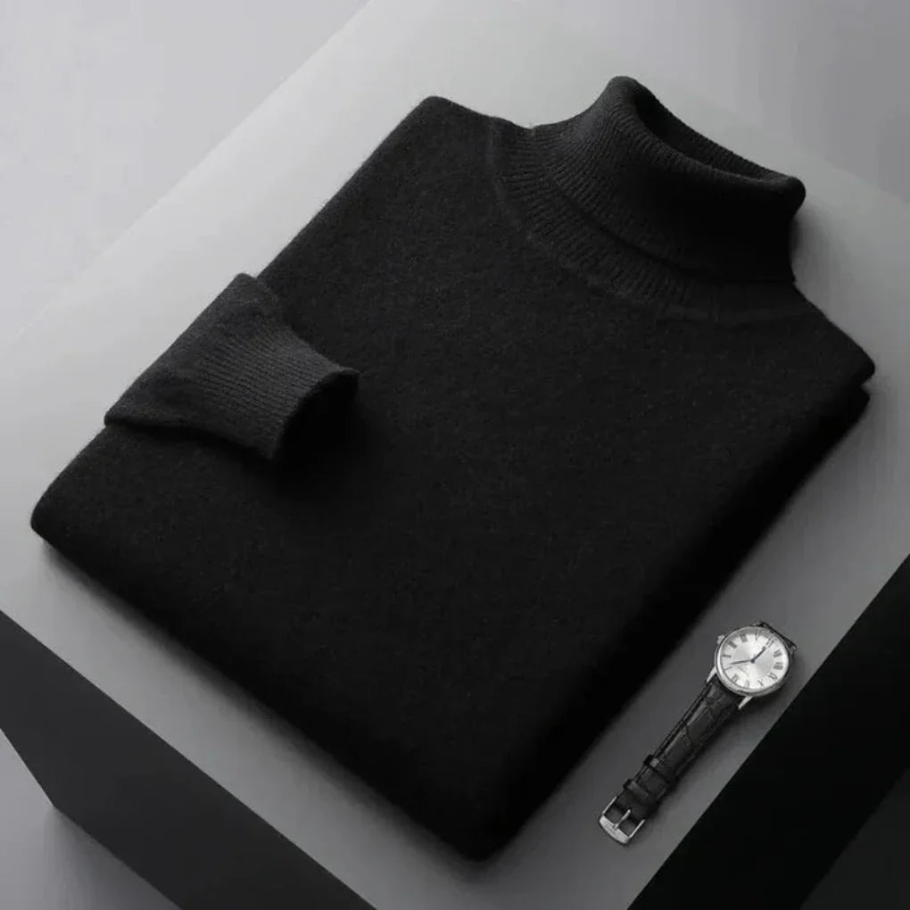 Suéter de Cuello Alto de Punto para Hombres – Capa de Invierno Refinada