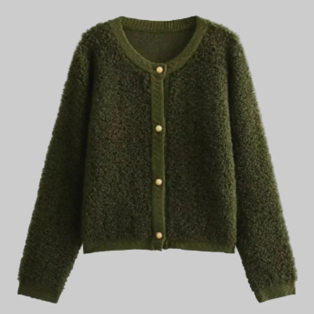 Cardigan de Botón para Mujeres – Capa Suave con Textura de Declaración