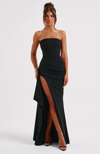 Vestido largo con hombros descubiertos para mujer